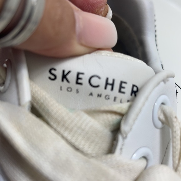 Sketchers Los Angeles street shoes white black rhinestones leather platform 8.5 - Picture 9 of 9